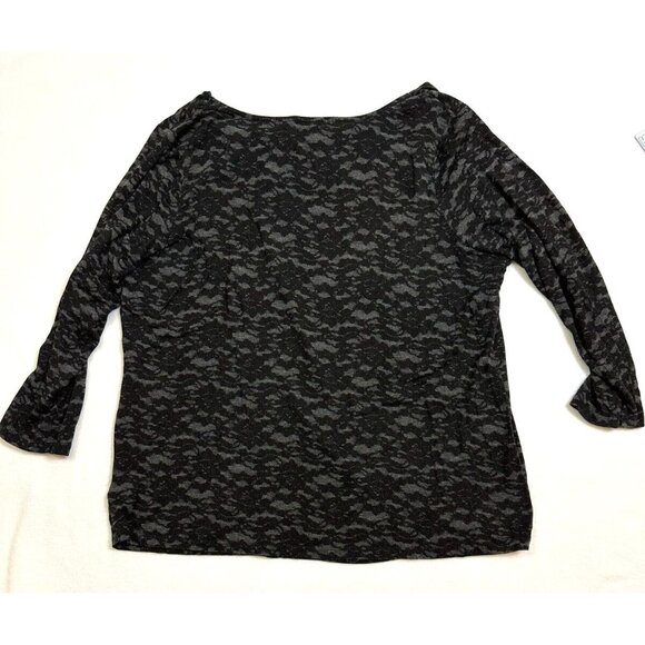 Michael Michael Kors‎ Womens Black & Gray Camouflage Print Long Sleeve Top 1X - Picture 2 of 8